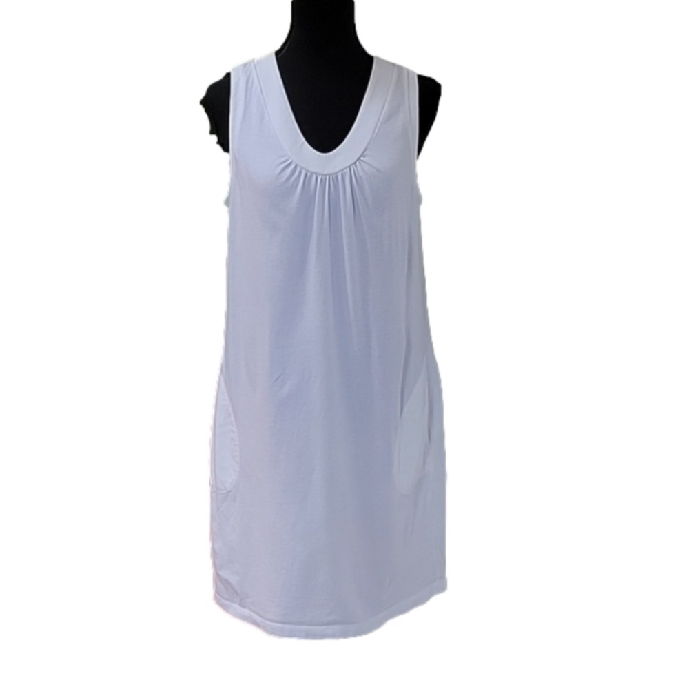Lands End Sleeveless White V-Neck Tunic Dress Size Medium EUC